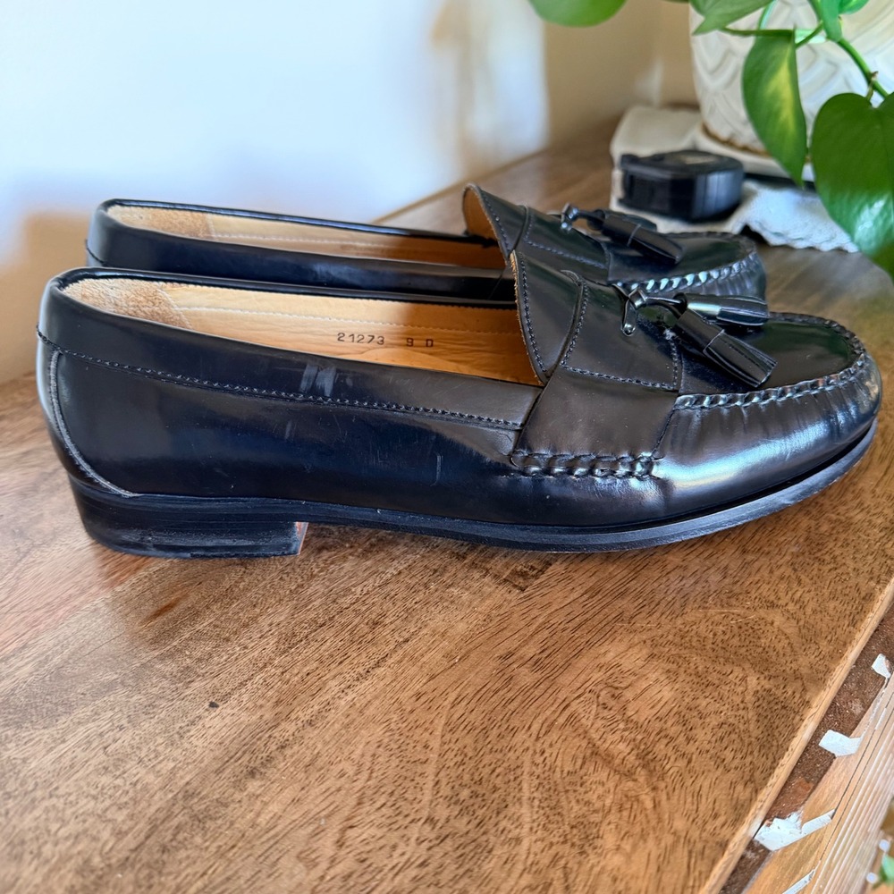 Kirkland Signature Tassel Kiltie Loafers Mens 9 D‎ Black Leather Shoes Brazil - Picture 6 of 11